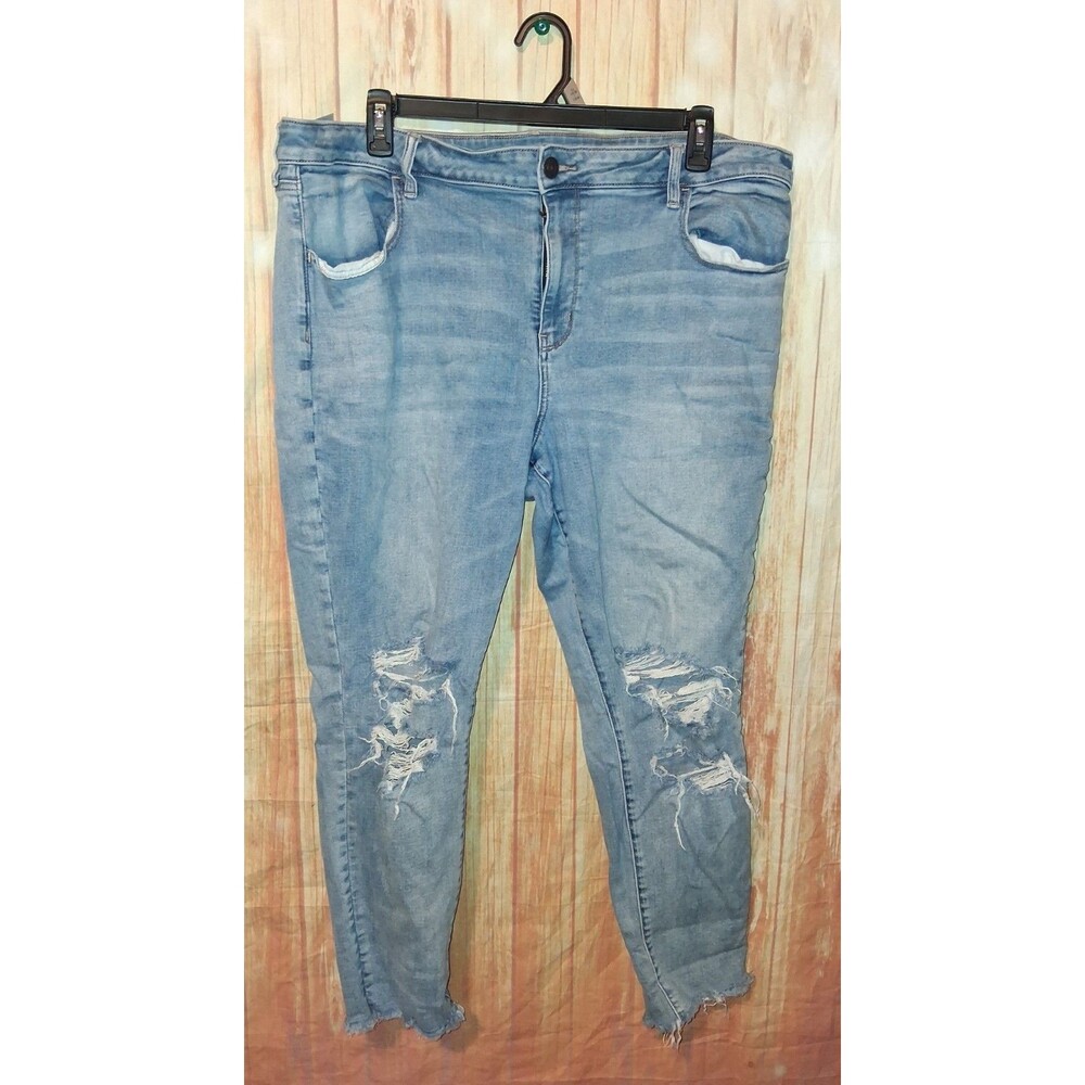 American Eagle Medium Denim Distressed Jeggings Sz 22